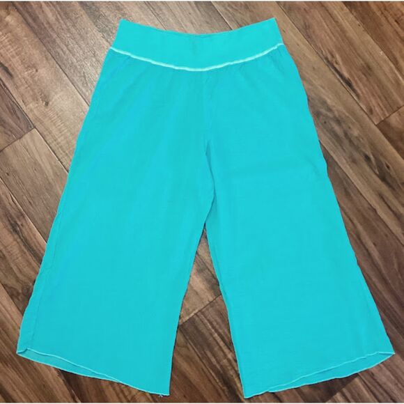 Fresh Produce 100% Cotton Gauzy Bermuda Wide Leg Pants in Teal - Large - Picture 1 of 7